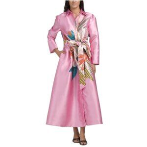 NANCY YANG Bouquet Print Button Down Dress